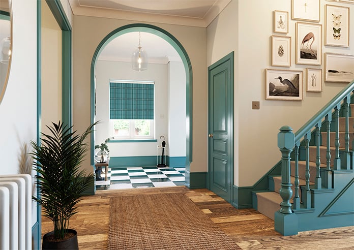 Montrose (Blackout), Tartan Teal - Roller Blind - Image 7